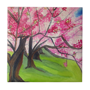 Sakura Japanska Cherry Blommar art Kakelplatta