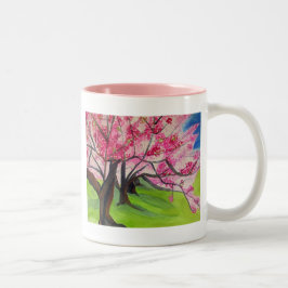 Sakura Japanska Cherry Blommar art Två-Tonad Mugg
