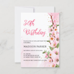 Sakura Japanska Cherry Blommar Asian Birthday Inbjudningar