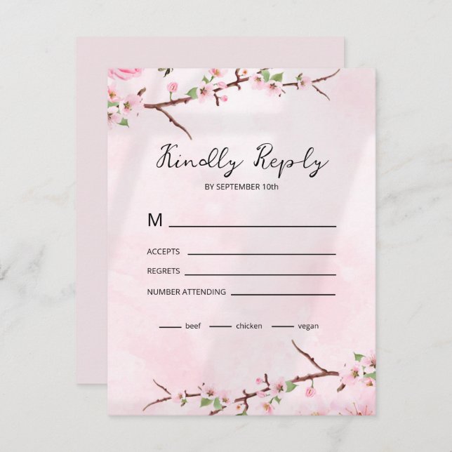 Sakura Japanska Cherry Blommar Asian OSA Kort (Fram/baksida)