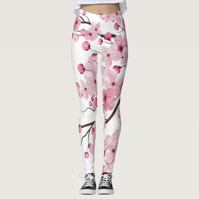 Sakura Japanska Cherry Blommar Japanska Träd Leggings (Framsida)