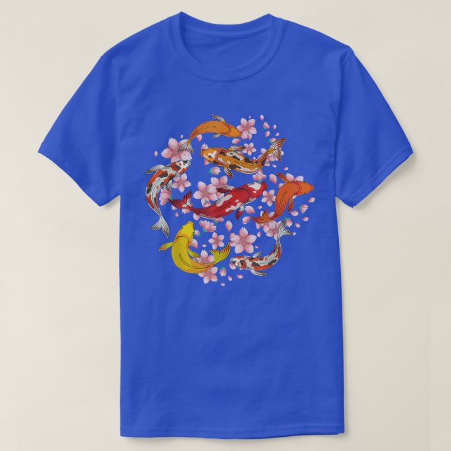 Sakura Japanska Cherry Blommar Nishikigoi Fish Koi T Shirt (Design framsida)