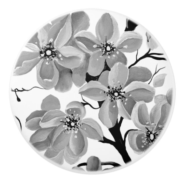 Sakura Japanska Cherry Träd Black and White Knopp (Framsidan)