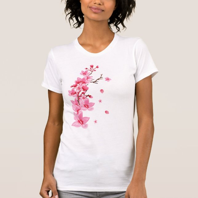Sakura Japanska Cherry Träd Blommars T Shirt (Framsida)