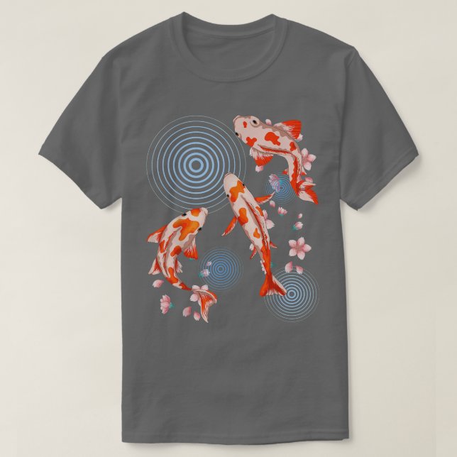 Sakura Japanska Fish Cherry Blommar Nishikigoi Koi T Shirt (Design framsida)
