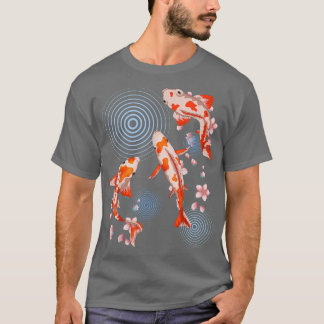 Sakura Japanska Fish Cherry Blommar Nishikigoi Koi T Shirt