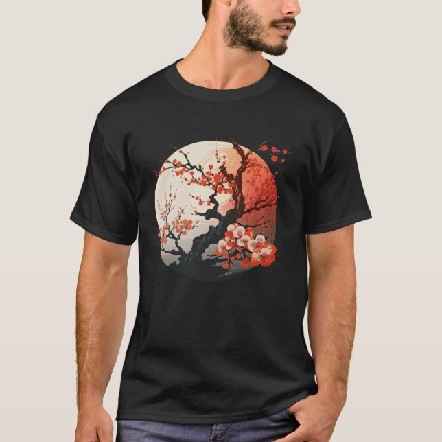 Sakura Japanska japanska Cherry Blommar Plum Blomm T Shirt (Framsida)
