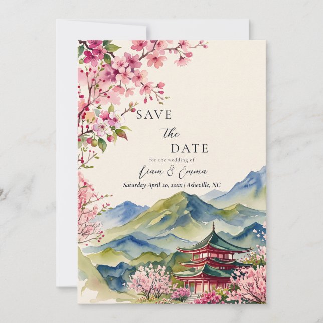 Sakura Japanska Körsbärsblommor Spara Datumet Inbjudningar (Framsida)