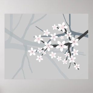Sakura - japanskt körsbärsrött trädblommartryc poster
