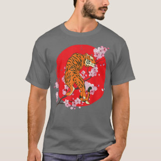 Sakura Jungle Animal Vild katt Cherry Blommar Asia T Shirt