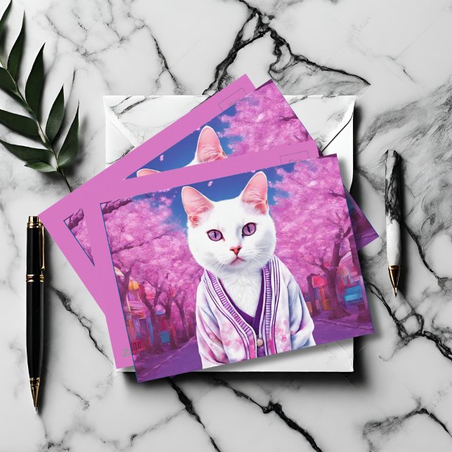 Sakura katt  vykort (Skapare uppladdad)