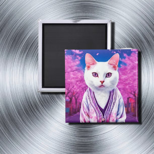 Sakura kattunge i cardigan magnet