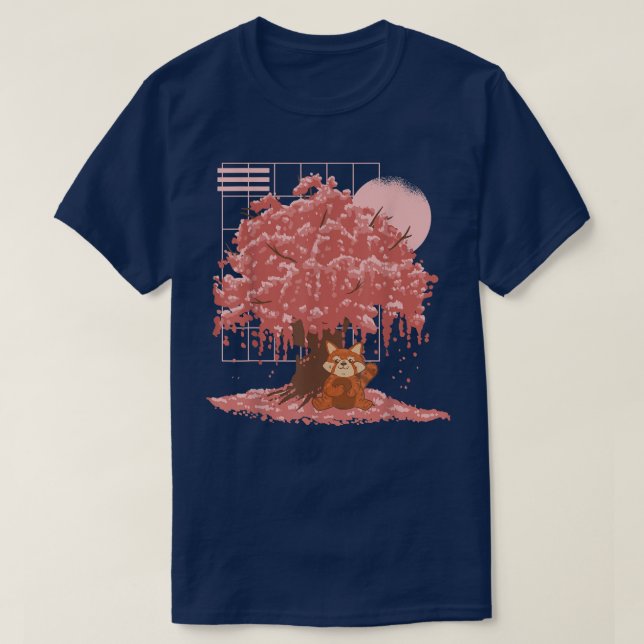 Sakura Kawaii Panda Bear Japansk Cherry Blommar T Shirt (Design framsida)