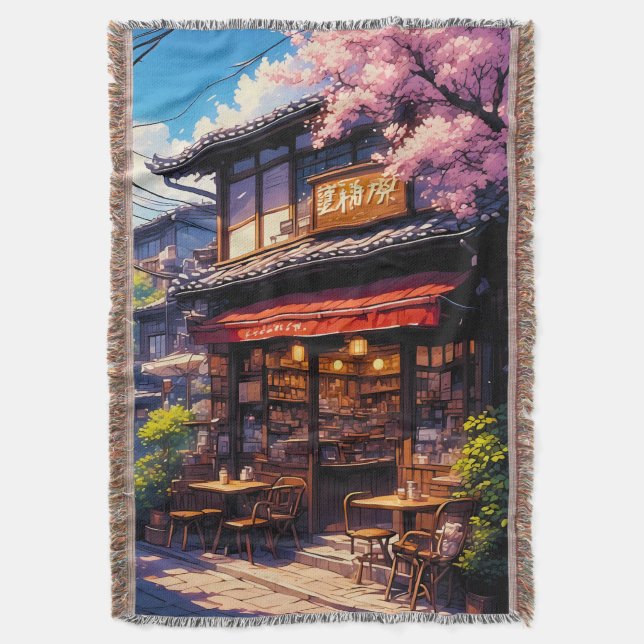 Sakura Kissa - Körsbärsblomsterkafé Filt (Framsidan Vertikal)