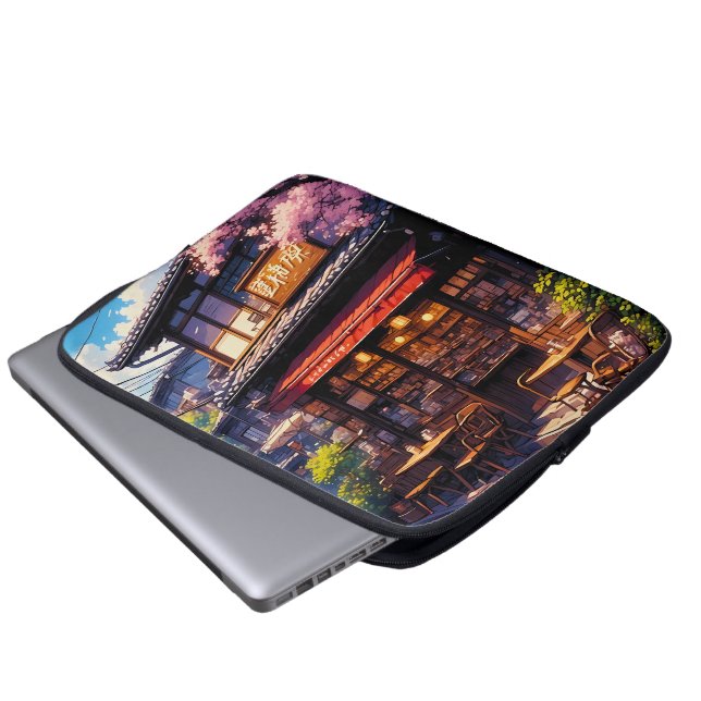 Sakura Kissa - Körsbärsblomsterkafé Laptop Fodral (Framre botten)
