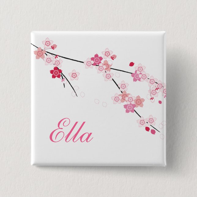 Sakura knäppas körsbärsröda blommar med knapp (Framsida)