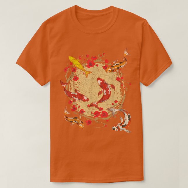 Sakura Koi Fish Pond Cherry Blommar Taisho Sanke K T Shirt (Design framsida)