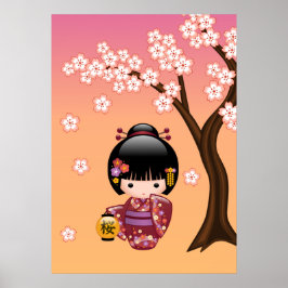 Sakura Kokeshi-docka - Geishaflicka på päron Poster