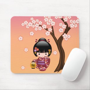 Sakura Kokeshi docka - Geishaflicka på persika Musmatta