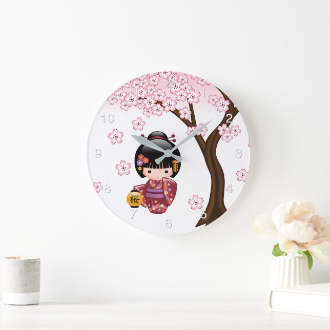 Sakura Kokeshi Doll - Cute Japansk Geisha Girl La Stor Klocka (Hem)