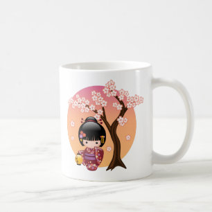 Sakura Kokeshi Doll - Geisha Girl på persikokaffe Kaffemugg