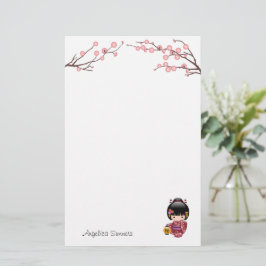 Sakura Kokeshi Doll - Kimono Geisha Girl Brevpapper