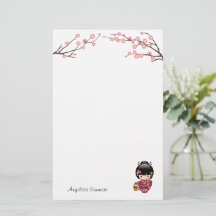 Sakura Kokeshi Doll - Kimono Geisha Girl Brevpapper