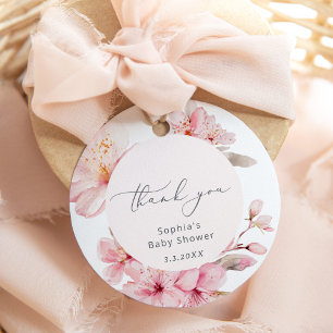 Sakura körsbärsblom baby shower gåvor etiketter