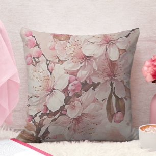 Sakura Körsbärsblom Rosa och Vit Kudde