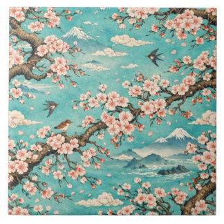 Sakura Körsbärsblom Ukiyo-e Keramisk Kakelplatta