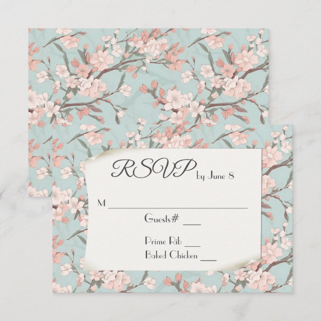 Sakura Körsbärsblomdesign RSVP OSA Kort (Fram/baksida)
