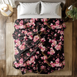 Sakura Körsbärsblommmotiv Fleecefilt