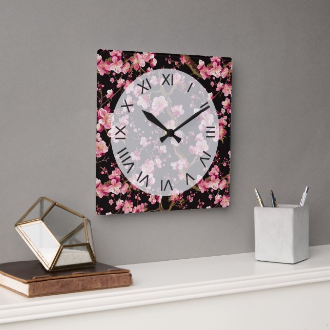 Sakura Körsbärsblommmotiv  Fyrkantig Klocka (Kontor)