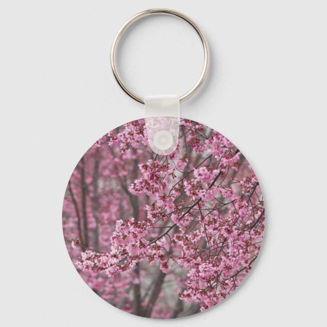Sakura Körsbärsblommor Flödande Rosa Nyckelring (Framsida)