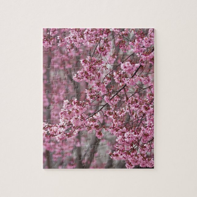 Sakura Körsbärsblommor Flödande Rosa Pussel (Vertikal)