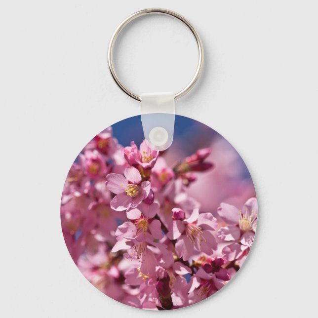 Sakura Körsbärsblommor Kyssade av Solljus Nyckelring (Framsida)