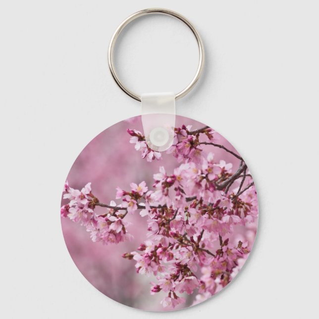 Sakura Körsbärsblommor Pastell Rosa Lager Nyckelring (Framsida)