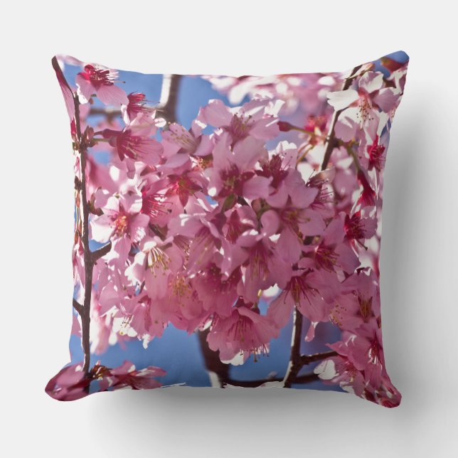 Sakura Körsbärsblommor Röda Stjärnor Kudde (Framsida)