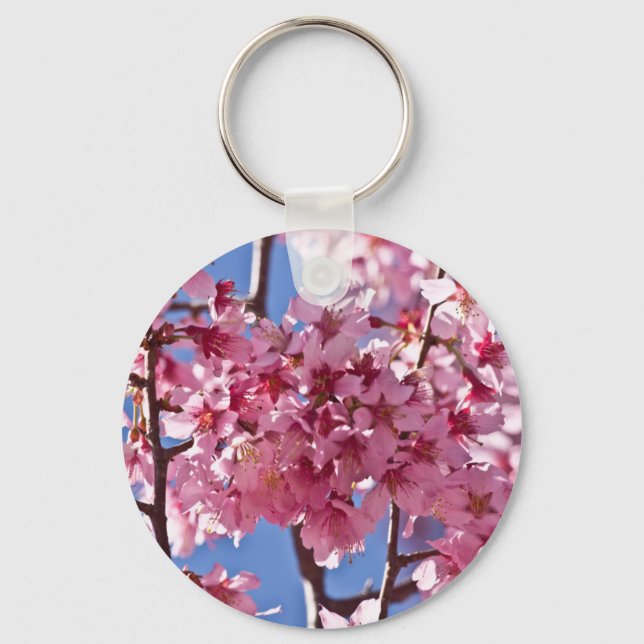 Sakura Körsbärsblommor Röda Stjärnor Nyckelring (Framsida)