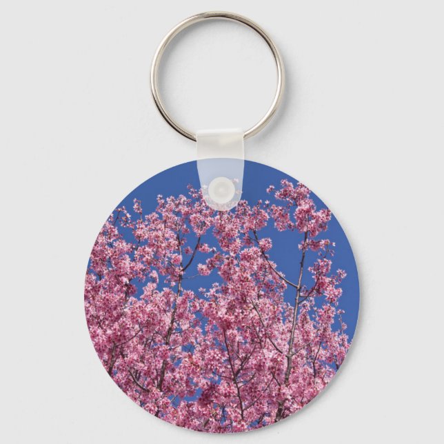 Sakura Körsbärsblomning I Det Blå Nyckelring (Framsida)