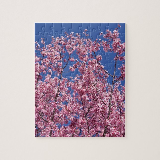 Sakura Körsbärsblomning I Det Blå Pussel (Vertikal)