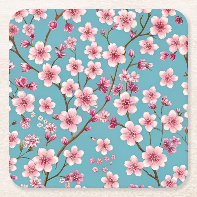 Sakura Körsbärsblomning Underlägg Papper Kvadrat (Framsidan)