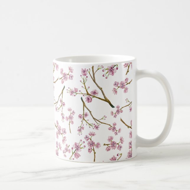 Sakura körsbärsrött blommartryck kaffemugg (Höger)