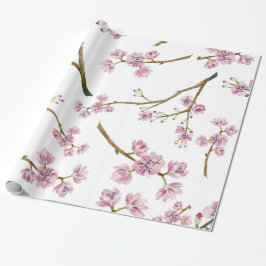 Sakura körsbärsrött blommartryck presentpapper