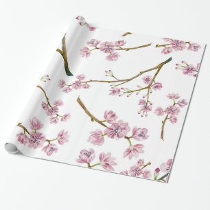 Sakura körsbärsrött blommartryck presentpapper