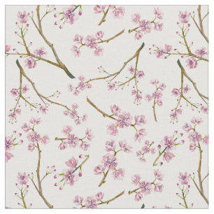 Sakura körsbärsrött blommartryck tyg