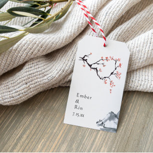 Sakura Mountain   Avslappnad Bröllop Gift Märkre v Presentetikett