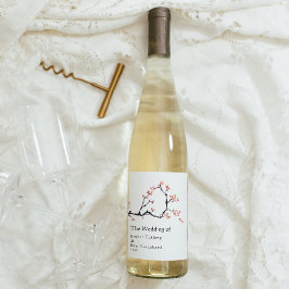 Sakura Mountain | Avslappnad Bröllop Vin-etikett Vinflaska Etikett