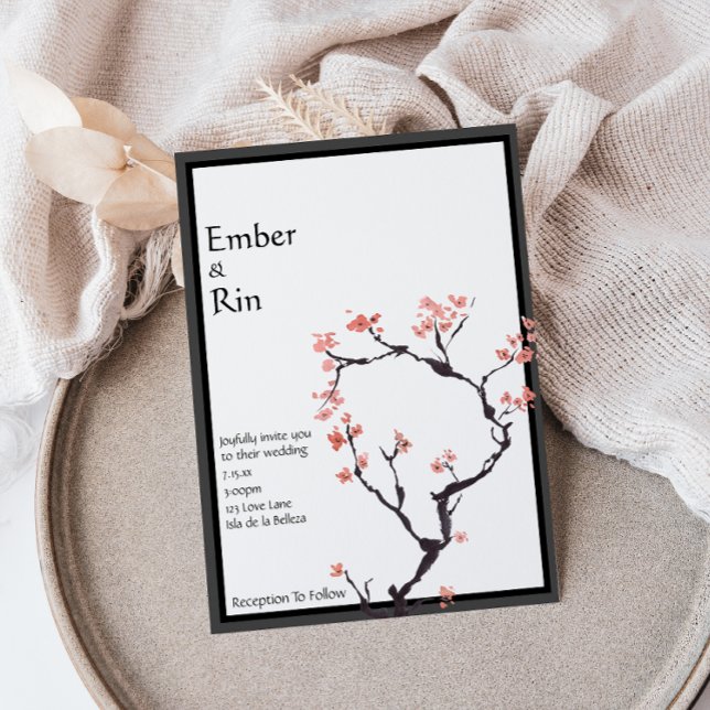 Sakura Mountain | Avslappnad Gräns bröllopsinbjuda Inbjudningar (Skapare uppladdad)