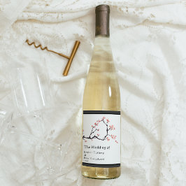Sakura Mountain | Avslappnad Gräns Vin Bröllop-eti Vinflaska Etikett